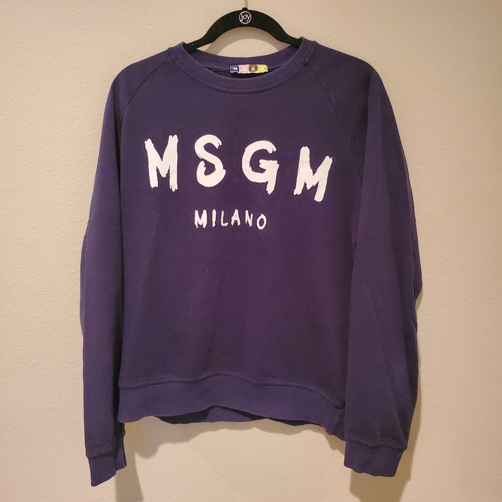 MSGM Navy Logo Sweatshirt Medium
